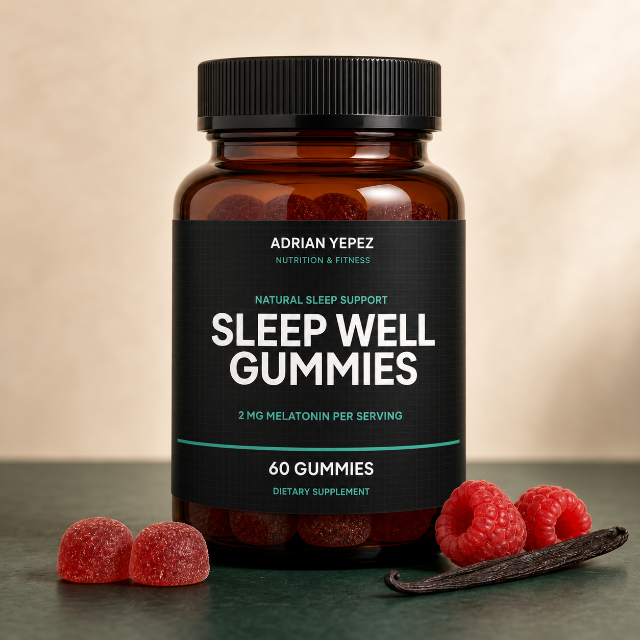 Sleep Well Gummies AYNF sabor frambuesa y vainilla